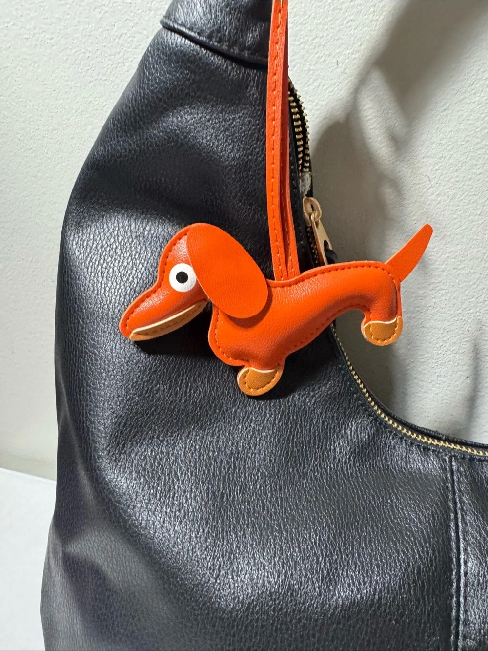 Universal Threads (Target Brand) Hobo Shoulder Bag with Orange Charm - Black